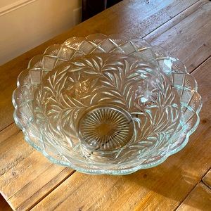 Beautiful vintage large glass bowl for punch or for serving.